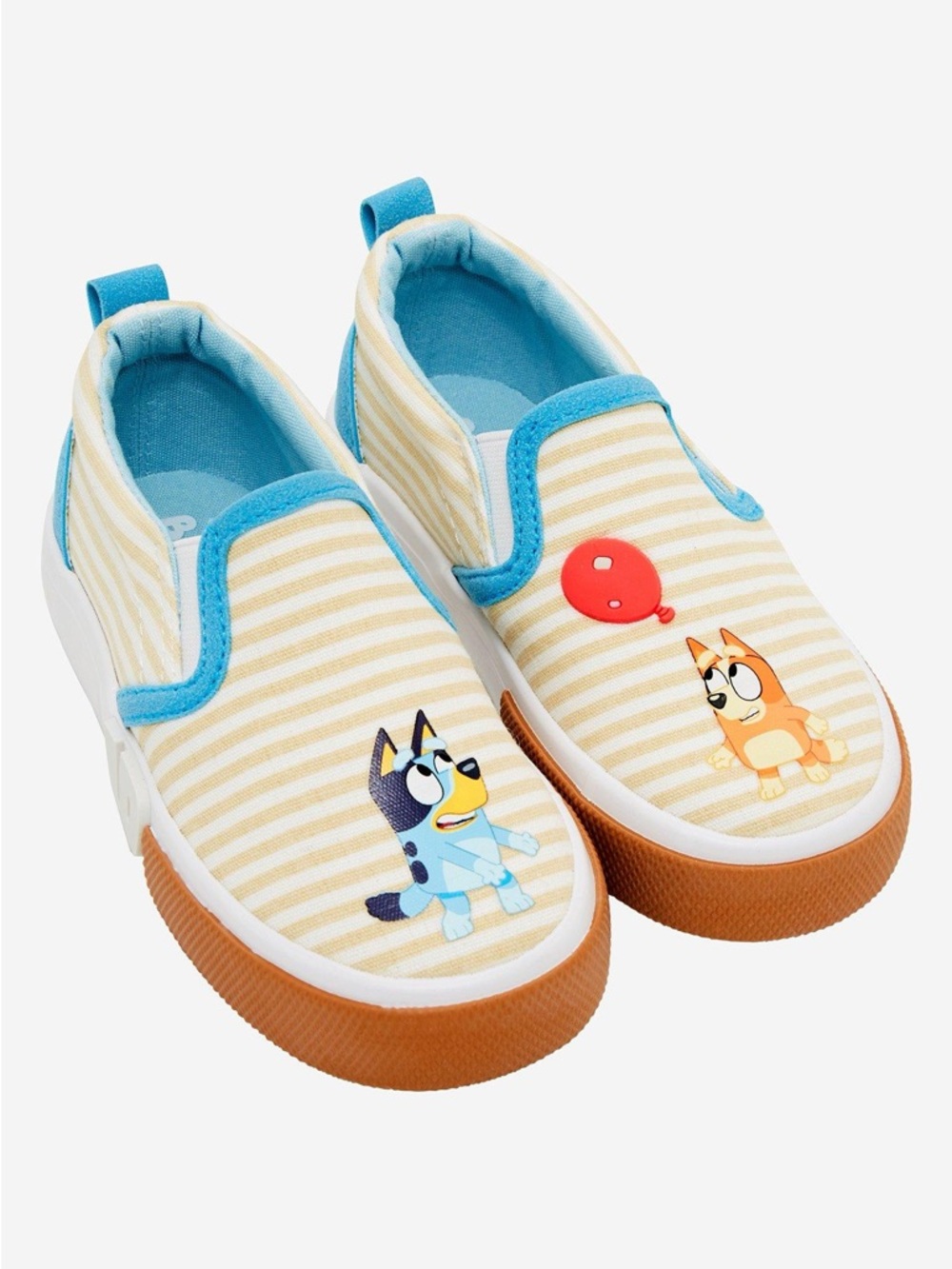 Bluey Kids Slip-On Sneakers with Blue & Beige Stripes